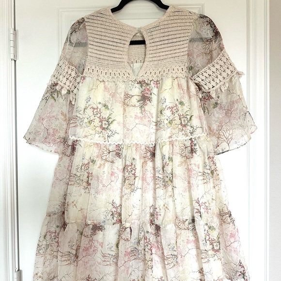 Anthropologie Mynah Christianne Embroidered Lace Tunic Dress size SP - Picture 10 of 11